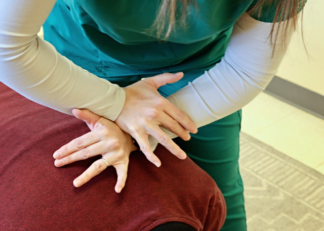 Close hand contact during a McTimoney adjustment